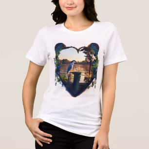 En Tri-matière T-Shirt Femme Tri-Mélange de forme cardiaque d'ois