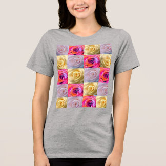En Tri-matière T-Shirt Graphique à Grille de Photos de Rose Color