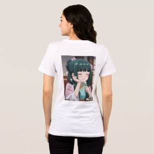 En Tri-matière T-shirt graphique à l'esthétique de fille anime mi