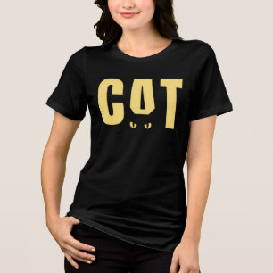 En Tri-matière T-shirt graphique avec des yeux de chat noir drôle