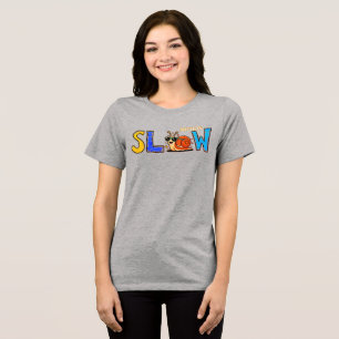 En Tri-matière T-shirt graphique avec un escargot lent mignon