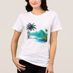 En Tri-matière T-shirt graphique de plage d'île tropicale