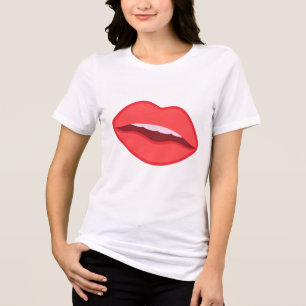 En Tri-matière T-shirt graphique esthétique à lèvres rouges tenda