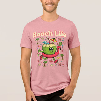 En Tri-matière T-shirt graphique unisexe noix de coco Beach Life