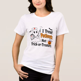 En Tri-matière T-shirt Halloween Trick or Treat pour infirmière f