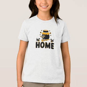 En Tri-matière T-Shirt "HOME" Abeille de Dessin Animé et Pot de M