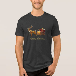En Tri-matière T-Shirt Homme Fêtes de Noël Traîneau Renne