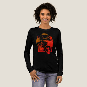 En Tri-matière T-shirt illustré de crâne rouge grunge – Gothique