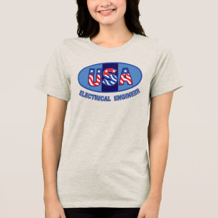 En Tri-matière T-shirt ingénieur électrique patriotique