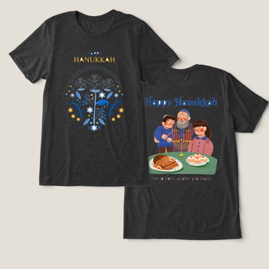 En Tri-matière T-Shirt Joyeux Hanoukka (Design Recto & Verso)