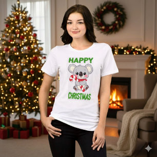 En Tri-matière T-shirt Joyeux Noël Ourson Koala Mignon