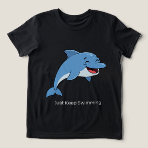 En Tri-matière T-shirt Just Keep Swimming Dolphin Kids – Cute Oce