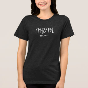 En Tri-matière T-shirt Maman Établi Script Noir