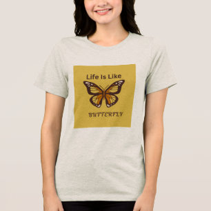 En Tri-matière T-shirt marron design papillon rétro