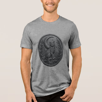 En Tri-matière T-Shirt Médaillon Chat Lune Gravée