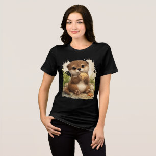 En Tri-matière T-shirt mignon à l'otarie et coquillage Kawaii Cad