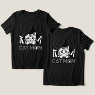 En Tri-matière T-shirt noir maman chat