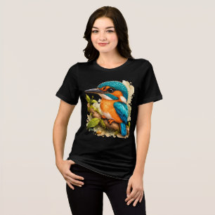 En Tri-matière T-shirt Oiseau Martin-Pêcheur Art Coloré de la Fau