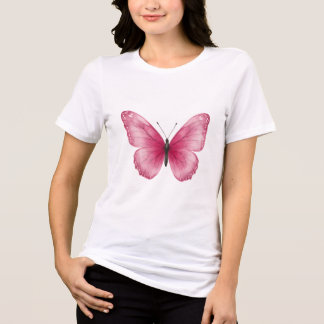 En Tri-matière T-Shirt Papillon Aquarelle Rose Esthétique
