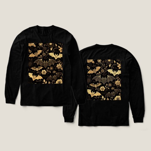 En Tri-matière t-shirt pattern with golden bats (Motif recto et verso)