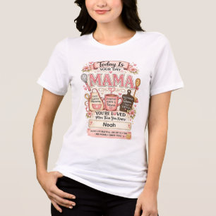 En Tri-matière T-Shirt personnalisé Mama Kitchen Queen avec noms