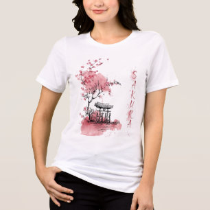 En Tri-matière t-shirt porte japonaise sakura fleur de cerisier j