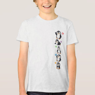 En Tri-matière T-shirt pour enfants avec des amis manchots mignon