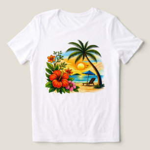En Tri-matière T-shirt pour femmes Tropical Paradise Sunset Beach
