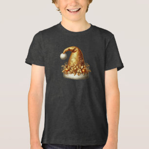 En Tri-matière T-Shirt pour garçons avec chapeau de Père Noël dor