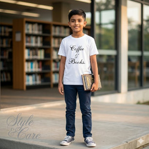 En Tri-matière T-shirt pour hommes « Coffee & Books » texte blanc