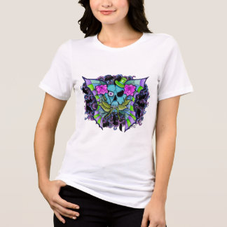 En Tri-matière T-Shirt Psyko-Daizie Skull & Roses pour femmes