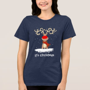 En Tri-matière T-shirt Renne au nez rouge C'est Noël