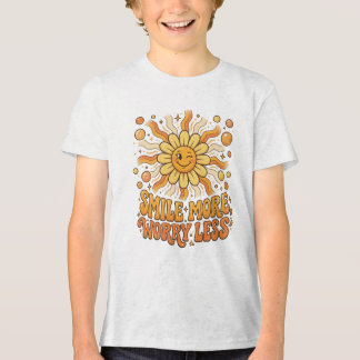 En Tri-matière T-shirt rétro soleil « Sourire plus, s'inquiéter m