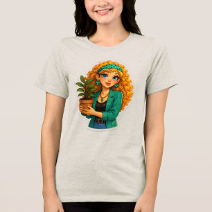 En Tri-matière T-Shirt Rosie Max Cartoon Girl – Jolie Orange Bouc