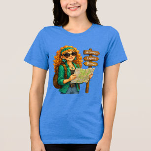 En Tri-matière T-Shirt Rosie Max Cartoon Girl – Jolie Orange Bouc