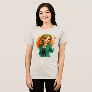 En Tri-matière T-Shirt Rosie Max Cartoon Girl – Jolie Orange Bouc