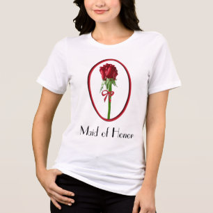 En Tri-matière T-shirt rouge Roses femme d'honneur