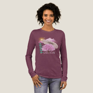 En Tri-matière T-shirt satiné Sakura japonais pour femmes