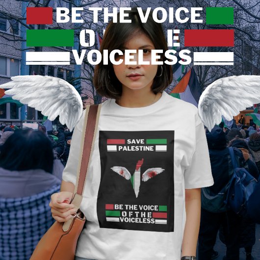 En Tri-matière T-shirt Save Palestine With Palestine Map | Gaza