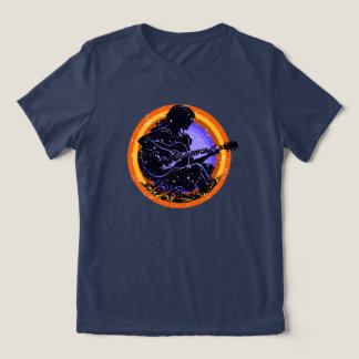 En Tri-matière T-Shirt silhouette d'une fille jouant de la guitar