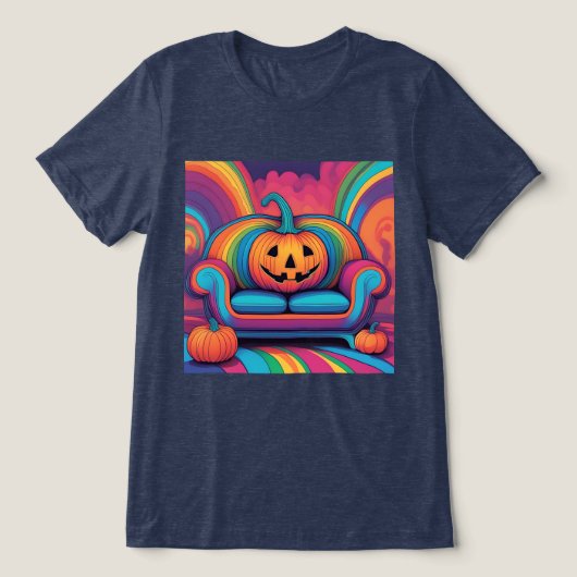 En Tri-matière T-shirt sofa de Jack-o'-lantern psychédélique (Design Recto)