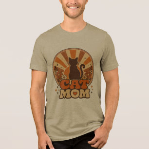 En Tri-matière T-shirt soleil rétro groovy chat maman