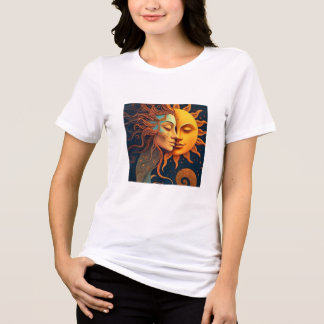 En Tri-matière T-Shirt Sun and Moon Face – Tee-shirt d'Art Célest