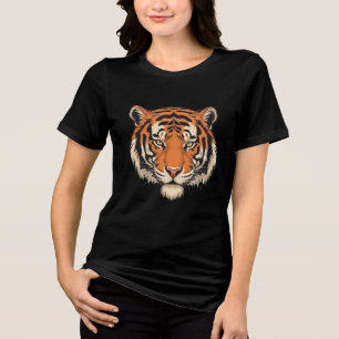 En Tri-matière T-shirt tête de tigre sans peur - Bold Wild Ani