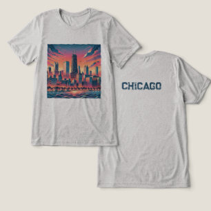 En Tri-matière T-Shirt Tri-Blend Graphic Chicago Skyline
