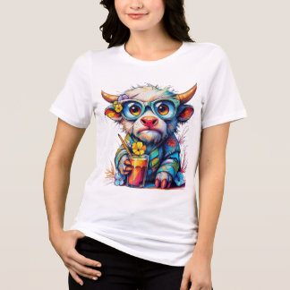 En Tri-matière T-shirt Vache Colorée avec une Boisson Rafraîchiss