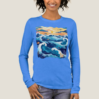 En Tri-matière T-shirt Vagues de l'Océan au Coucher du Soleil – M