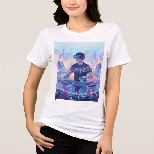 En Tri-matière T-shirt Virtual Reality Mixscape DJ (Recto)