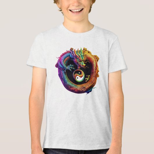 En Tri-matière T-shirt Yin Yang Dragon (Recto)