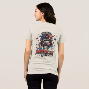 En Tri-matière Toutes les filles américaines T-Shirt crâne bun dé